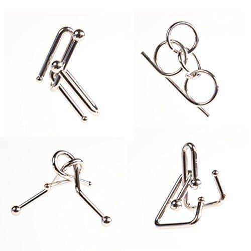 Large Metal Puzzle 4-Pack Mental Brainteaser #3