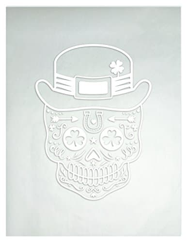 St. Patricks Sugar Skull Iron-on Transfer/Decal (White)