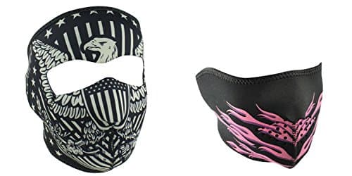 Bundle (2 Items): 1 ZanHeadgear 'Vintage American Eagle' Full Face Neoprene Face Masks -AND- 1 Zan 'Pink Flames' Half Face Neoprene Face Mask, Ski Mask