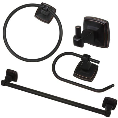 Classic Hardware 4 Piece Bath Accessory Set w/ 24" Towel Bar, Oil Rubbed Bronze