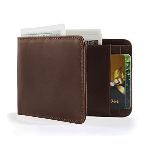 Eavann Men’s Leather Wallet, RFID Blocking Slim Front Pocket Bifold Wallets (Texas Brown)