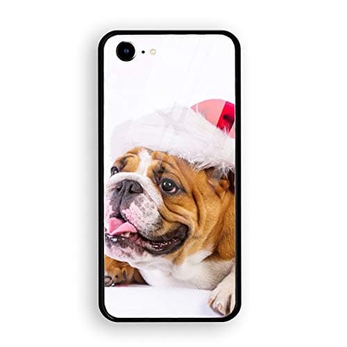 iPhone 7 Case, iPhone 8 Case Tempered Glass Christmas Pug Protective Bumper Cover for iPhone 7/8