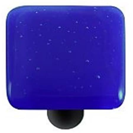 Hot Knobs HK1030-KB Deep Cobalt Blue Square Glass Cabinet Knob - Black Post