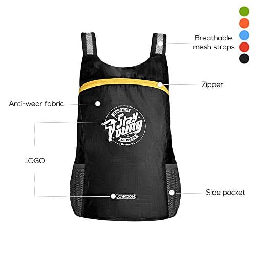 Skynow Ultra Lightweight Foldable Backpack,Waterproof &amp; Durable and Packable Bag for Hiking,Camping,Cycling,Travel and More. (Black)