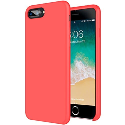 IHAITUN iPhone 8 Plus Case, iPhone 7 Plus Case,iPhone 7/8 Plus Liquid Silicone Shock Absorption Case with Soft Microfiber Cloth Lining for Apple iPhone 7 Plus (2016)/iPhone 8 Plus (2017)-Red