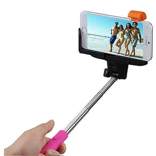 Celfie Bluetooth Wireless Selfie Stick for Apple iPhone 6 6+ Plus 5S 5 5C 4S 4 3GS Samsung Galaxy Note 4 Note 3 Note 2 S5 S4 S3 Google Nexus 5 Nexus 4 HTC One M8 M7 LG G3 G2 - Pink