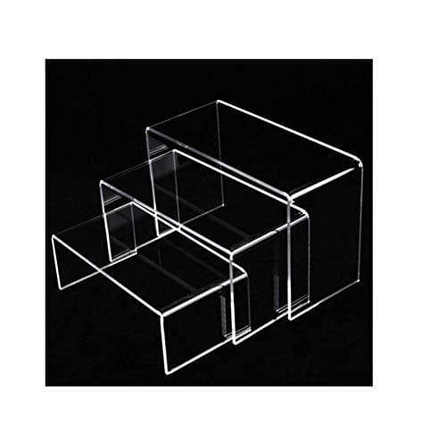 3 Acrylic Riser, Acrylic Riser Showcase, Medium Low Profile Riser 3pcs Set in Clear Acrylic, Display Stand for Jewelry Pedestal, Cosmetic Display Stand, Shoe Rack Accessories Stand