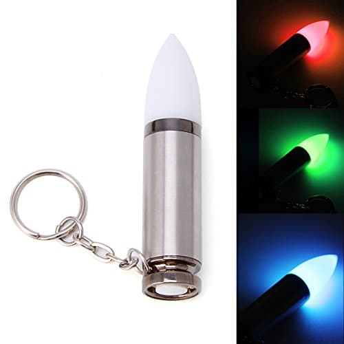 Kangnice Color Changing Mini Bullet Shape LED Light Keychain Flashlight Key Ring Camping