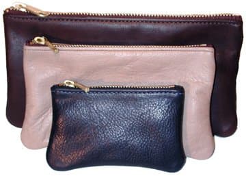 LARGE LEATHER ZIPPERED POUCH