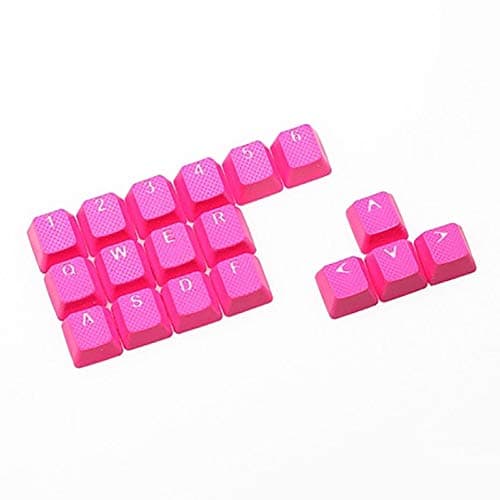 Rubber Gaming Keycap Set Rubberized Doubleshot Keycaps Cherry MX Compatible OEM Profile Shine-Through Set of 18 keycaps (Rose Red)