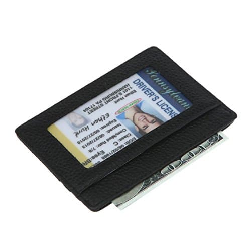 RFID Blocking Front Pocket Slim Wallet,HNHC Genuine Leather Secure Thin Credit Card Holder, Black