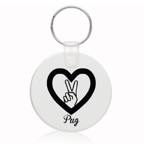 Peace Love Pug Dog Keychain