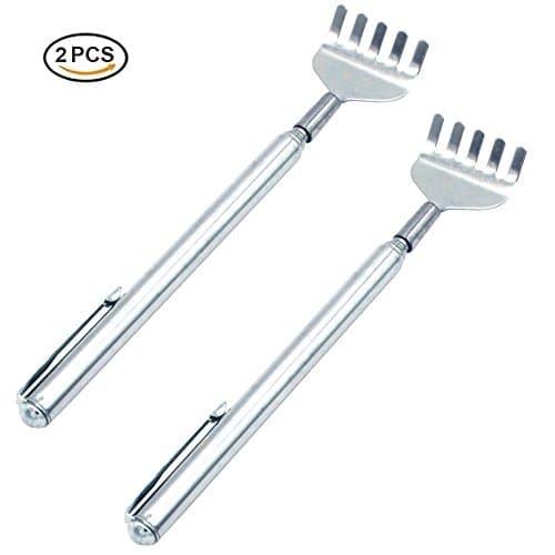 Pocket Self Massager - MEIWO 2 Pack Extendable Hand held Stainless Steel Scratching Tool, For Those Difficult To Reach Itches
