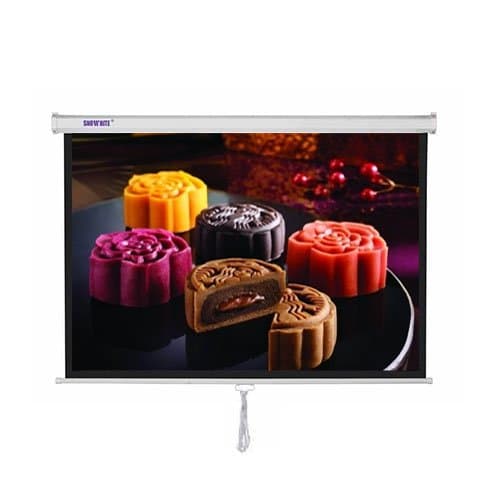SNOWHITE 100" Manual Professional Plus pull down projection screen 77x57 inches viewing area | 4:3 format | Wall or ceiling mounting | Gain factor of 1.2 for home cinema &amp; business environments