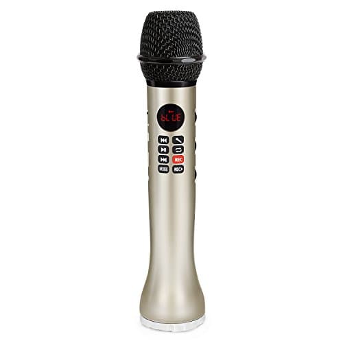 Wireless Karaoke Microphone,Portable Bluetooth Karaoke Speaker for Android Smartphone Apple iPhone iPad or PC(Gold)