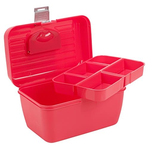 Easygift Products Storage Box With Removable Tray Carry Tool Case with Handle Multi Functional Organiser - Pink