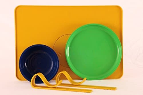 The Lock-It Down Diner Starter Kit: Bowl &amp; Plate Lock to Tray-Tray Clips &amp; Grips to Table (Yellow Multi)