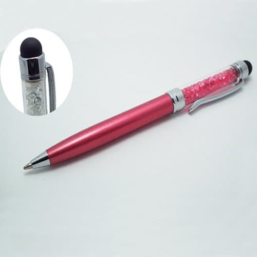 Xtra-Funky Exclusive High Quality Universal Capacitive Soft Rubber Tip Stylus &amp; BallPoint Pen Combo With Coloured Crystal shaft Ideal For All Types OF Touch Screen Devices / iPad 1 2 3 Mini / iPhone 3 4 5 / Samsung / Nokia / BlackBerry / Kobo / Tablets and many more - HOT PINK