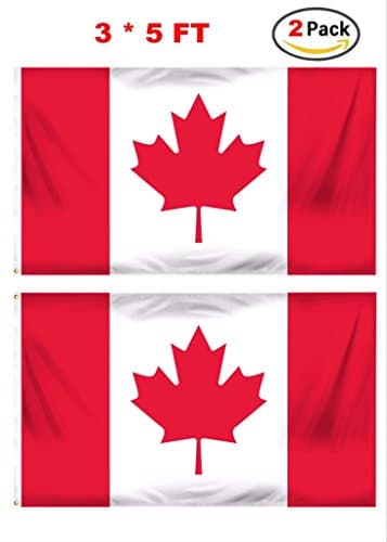 Fivecats（Fly Breeze)3x5 Foot 2 Pack Canada Flags-Vivid Color and UV Fade Resistant-Canvas Header,Durable and Light-weighted, Canadian National Flags Polyester with Brass Grommets