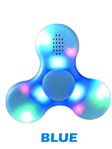 New Arrival Fidget Hand Spinner LED flashlight Bluetooth Music Tri-Spinner Finger Toy for Children Adults with Anxiety, Autism, ADD, ADHD (Blue)