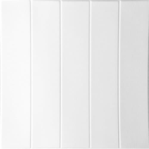 RM-12 Polystyrene (Styrofoam) ceiling tile to cover popcorn (Pack of 96 white tiles). Easy paintable. Beadboard pattern. Easy DIY glue up application on any flat surface or popcorn ceiling.