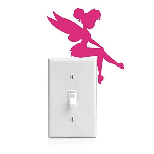 Yoonek Grapics Tinker Bell Decal Sticker for Light Switch, Car Window, Laptop and More # 933 (4" x 4", Pink)