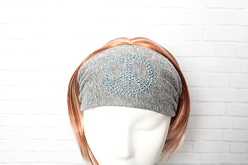 Aqua Peace Sign Head Wrap with Elastic Back