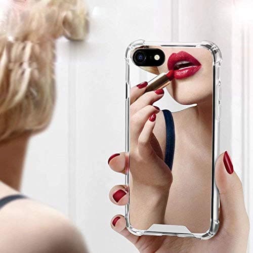 Honsir Compatible iPhone 7 Plus/iPhone 8 Plus Mirror Case for Women Girls Make up, Glitter Ultra-Thin Mirror TPU Back Protect Cover for iPhone7 Plus/iPhone8 Plus Case (1-Pack Silver)