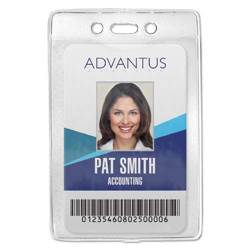 Security ID Badge Holder, Vertical, 2 5/8w x 3 7/8h, Clear, 50/Box, Sold as 50 Each