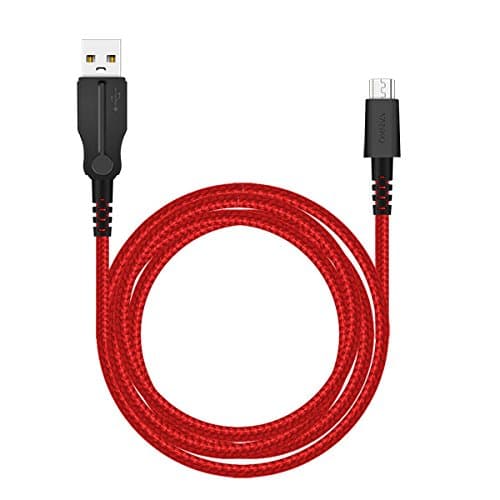 Vanko HARTech Military-Grade Micro-USB Nylon Charge and Sync Cable, Reinforced with DuPont Fiber, for Android Smartphones, Samsung, Huawei, Xiaomi, LG, HTC, Sony, Kindle, 5ft, Red/Black