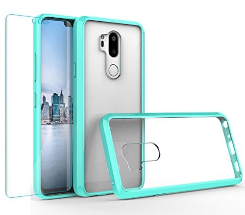 LG G7 ThinQ Case, LG G7 Case with HD Screen Protector,Crystal Transparent Clear Ultra Slim Shock-Absorption Anti-Scratch Anti-Yellow Hard PC Cover for LG G7 (Teal)