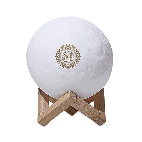 Quran Smart Touch Moon Lights LED Lamp Bluetooth Speaker with Remote Control Rechargeable,Full Recitations of Famous Imams and Quran Translation in Many Languages Including English,Arabic,Urdu&More