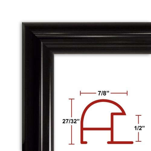 33 x 47 Shiny Black Poster Frame - Profile: #16 Custom Size Picture Frame