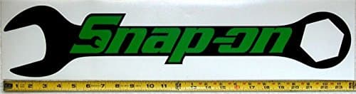 Tool Box Lid Sized Snap On Logo on Wrench! Lime Green on High Gloss Black HQ Vinyl Decal 24" x 5"!
