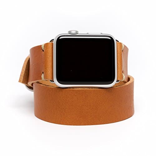 Apple Watch Band Double Wrap Leather Strap by E3 Supply Co. - Camel