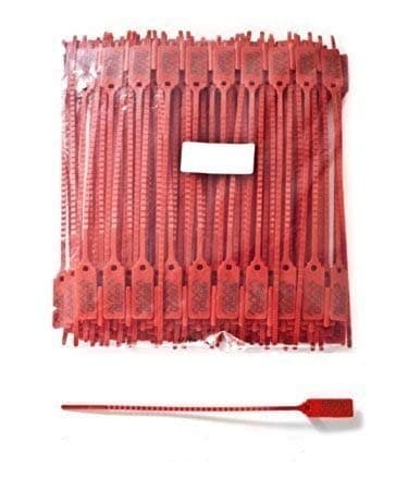 100 SECURITY SEALS - PULL UP TYPE. Printed with serial numbering. Application fields: Logistics, Lagguage, Transport, Doors etc. etc. Operational Lenght 20 cm.