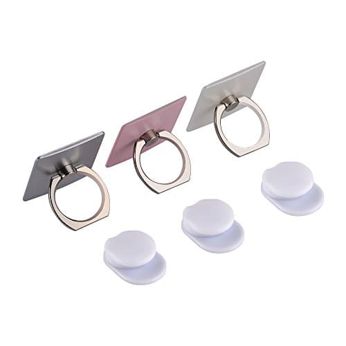 DLPOWER 360 degree, 180 degrees, zinc-alloy \ ABS plastic material for the ring holder with a base, 3PCS packaging (silver, pink, white);It works for all kinds of phones, tablets