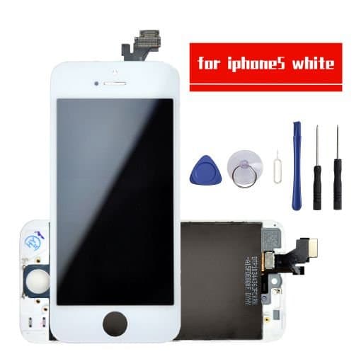 LCD Touch Screen Digitizer Frame Assembly Full Set LCD Touch Screen Replacement for iPhone 5 (WHITE)