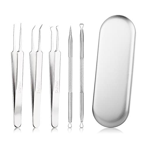 Professional Blackhead &amp; Splinter Remover Tools Easily Cure Pimples Whiteheads Comedones Acne Zit Ingrown Hairs and Facial Impurities Surgical Stainless Steel with Alcohol Prep Pad