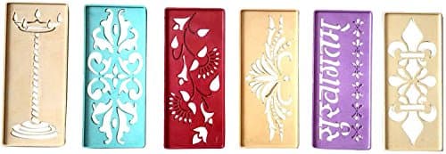 DivyaKala/ Powder rangoli/ Plastic/ Rectangular Powder Rangoli Stencil/ (DK7, Set Of 6, 2.5''x6'')
