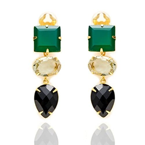 Stylish Handmade Claw set earring with multi stone set in gold plated brass