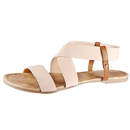MuDan Mu Dan Elastic Slingback Flit Flops Sandal (11 B (M) US, Beige)