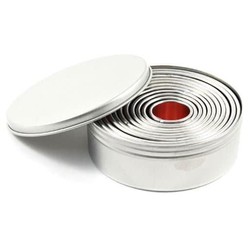 Nested Round Plain Tin Cookie Cutter Set 11 Pc L413