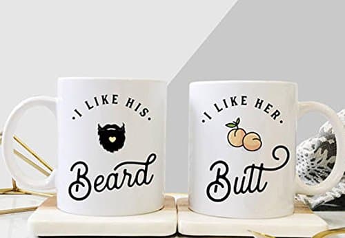 I Like His Beard I Like Her Butt, His and Hers Mug Set, Mr and Mrs Mugs, Anniversary Gift