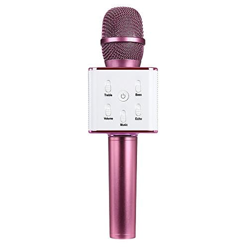 Wireless Karaoke Microphone,Portable Microphone Bluetooth Speaker for iPhone Android (Q7 Pink)