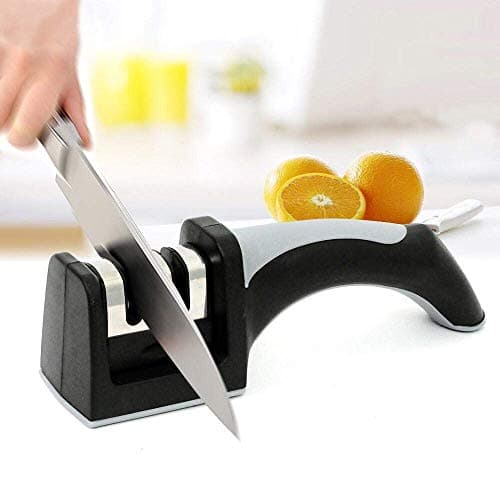Sharp choice Multifunctional Two Slots Handle Knife Sharpener Stone Easy to Use Knife Sharpener for Kitchen Best 1 Pc(Random Colours)