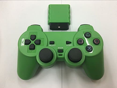 komekuma 2.4g Wireless Game Pad Joysticks Gaming Controller Joypad Gamepad Console for Sony Playstation 2 Dual Shock Dual Includes (Green)