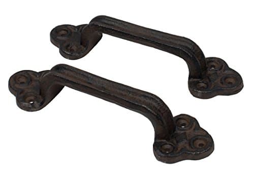 Door Pull Handles Set of Two, Rustic Style Solid Cast Iron 2 3/8" Wide 9 1/8" Long x 1 3/4" D, Industrial Antique Grab Bar Towel Bar, Natural Finish