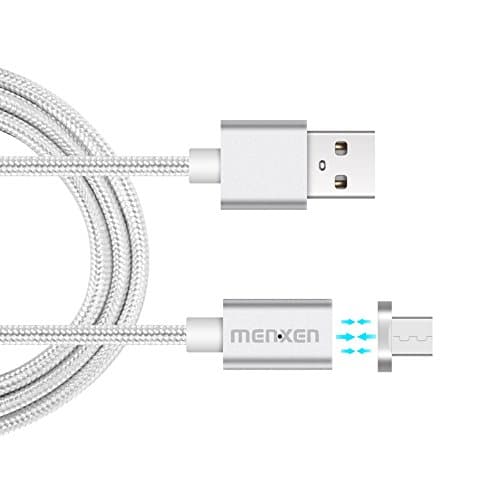 MENXEN USB Super Magnetic Cable， LED Display 2.4A Data Sync and Fast Charge 3.28ft Magnetic Charging Cable for Android, HTC, Samsung, Sony and More(silver)