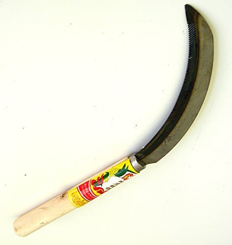 Solid Aim Tools King of The Sickle Serrated Grass Hook Cutter - Harvest Sickle with Plastic Handle, Light Serration, Great for Removing Unwanted Vines and Weeds Anti Slip TPR Rubber Handle !